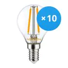 Confezione Multipack 10x Noxion Lucent LED E14 Sferica Filamento Chiara 4.5W 470lm - 827 Bianco Molto Caldo | Sostitutiva 40W