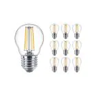 Confezione Multipack 10x Philips Master Value LEDluster E27 Sferica Filamento Chiara 3.4W 470lm - 927 Bianco Molto Caldo | Miglior resa cromatica - Dimmerabile - Sostitutiva 40W