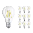 Confezione Multipack 10x Ledvance CLASSIC LED E27 Pera Filamento Chiara 4W 470lm - 827 Bianco Molto Caldo | Sostitutiva 40W